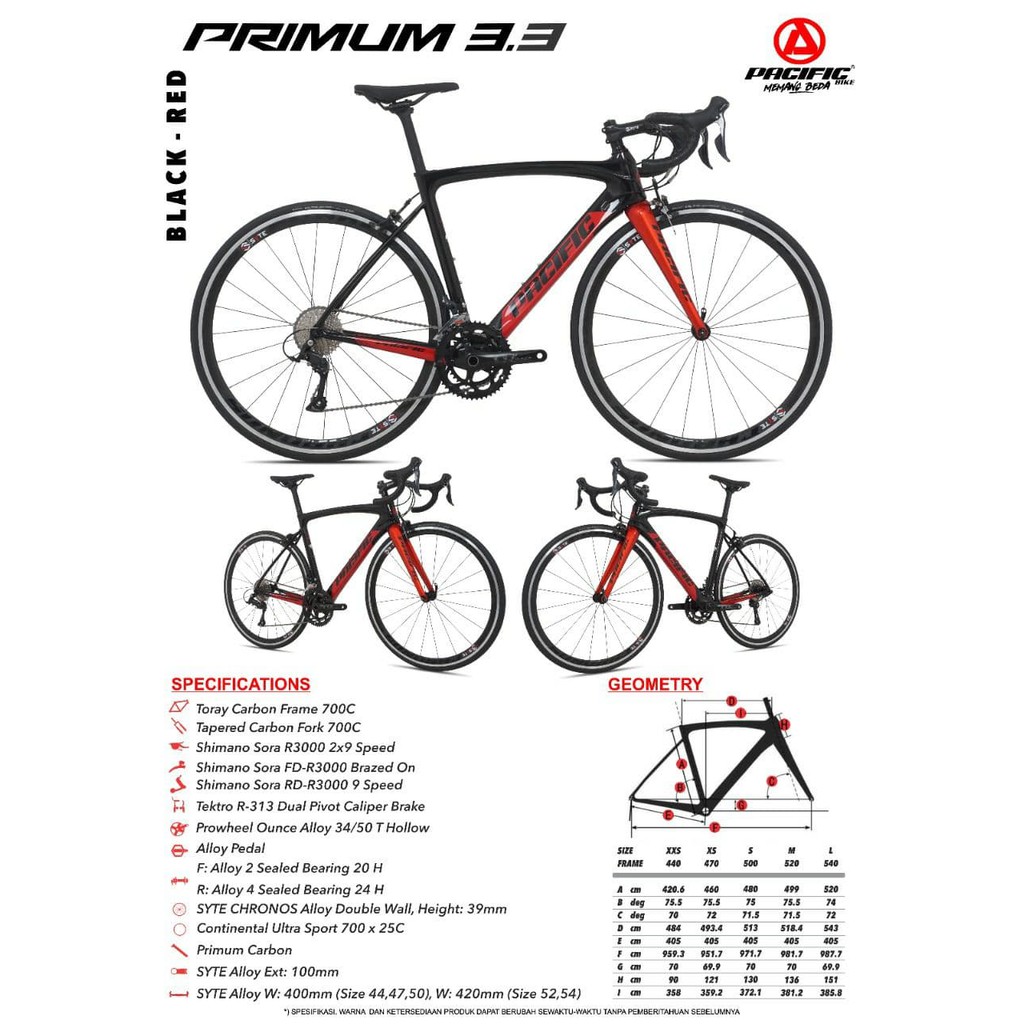Sepeda Road Bike 700 Pacific Primum 3.3 Carbon