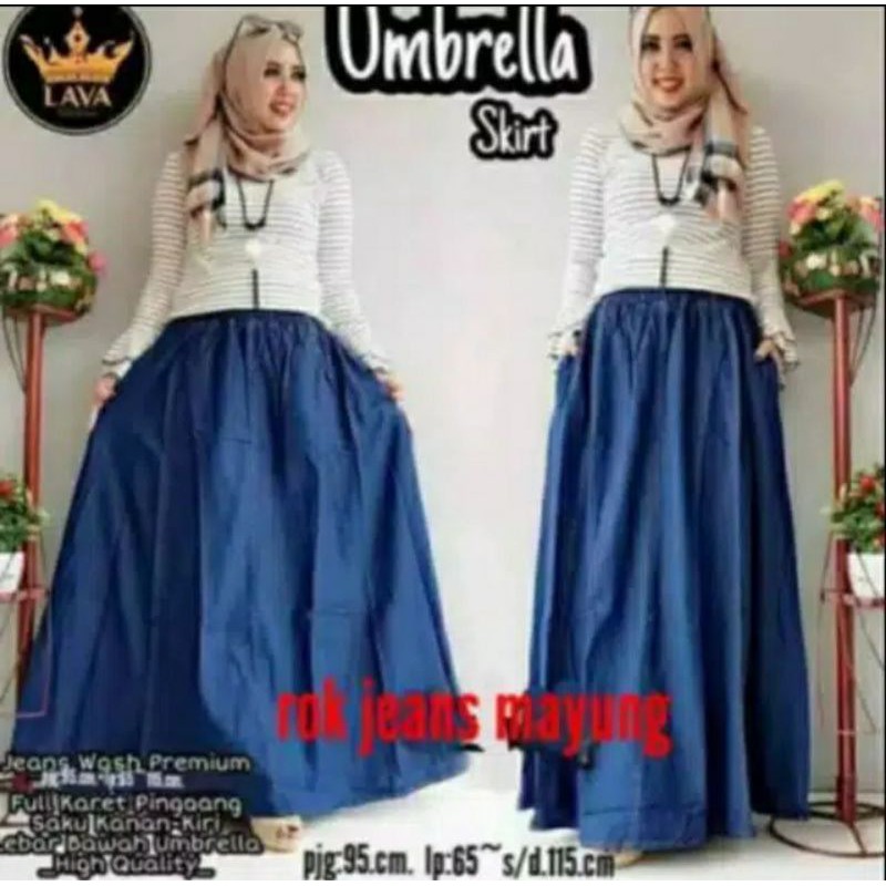 Rok Payung Jeans Panjang