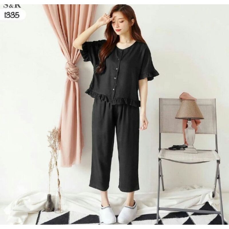 one set rayon polos lengan pendek // one set polos jumbo