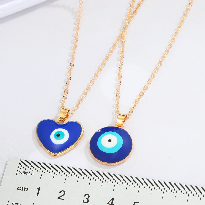 19 kinds of Korean simple natural stone resin painting oil blue eyes men and women necklace lucky cute jewelry accessories factory wholesale in stock