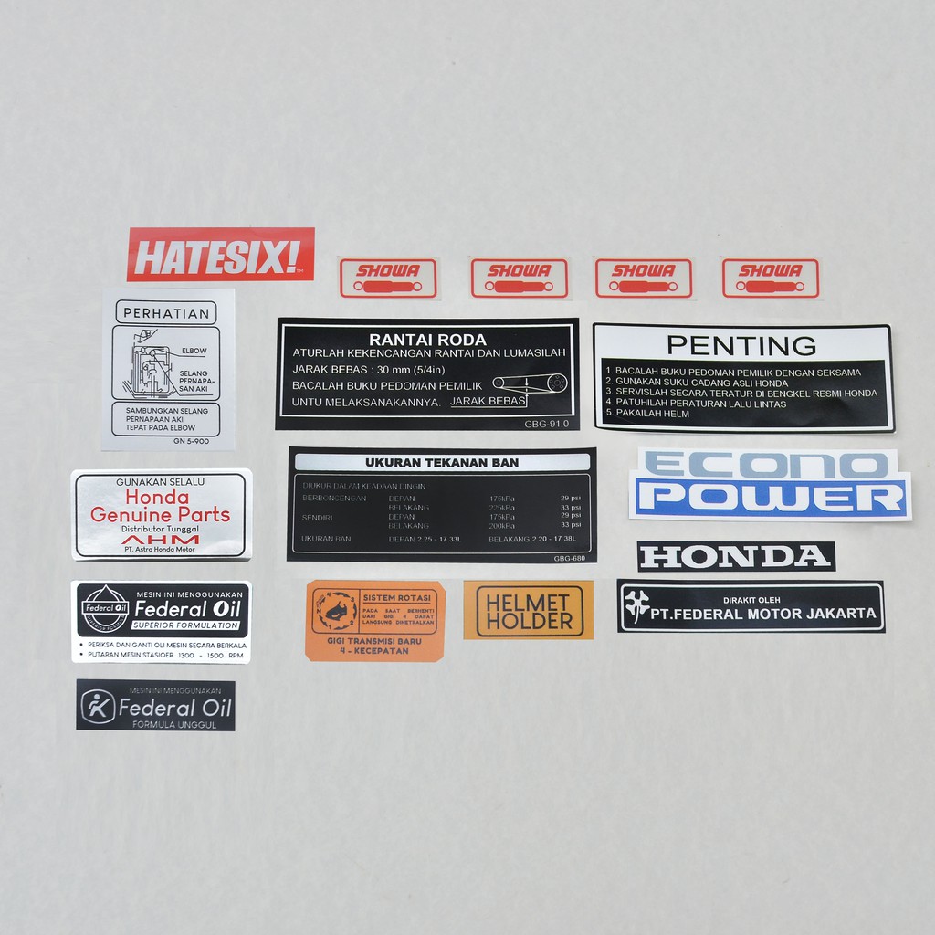 Sticker Decal Tempelan Detail pelengkap Honda Astrea Grand Legenda Hatesix