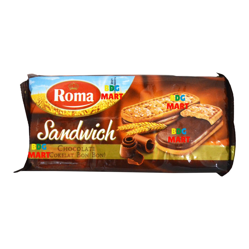 

PACK Mayora Roma Sandwich Chocolate Biskuit Dengan Krim Coklat Didalamnya - 216gr