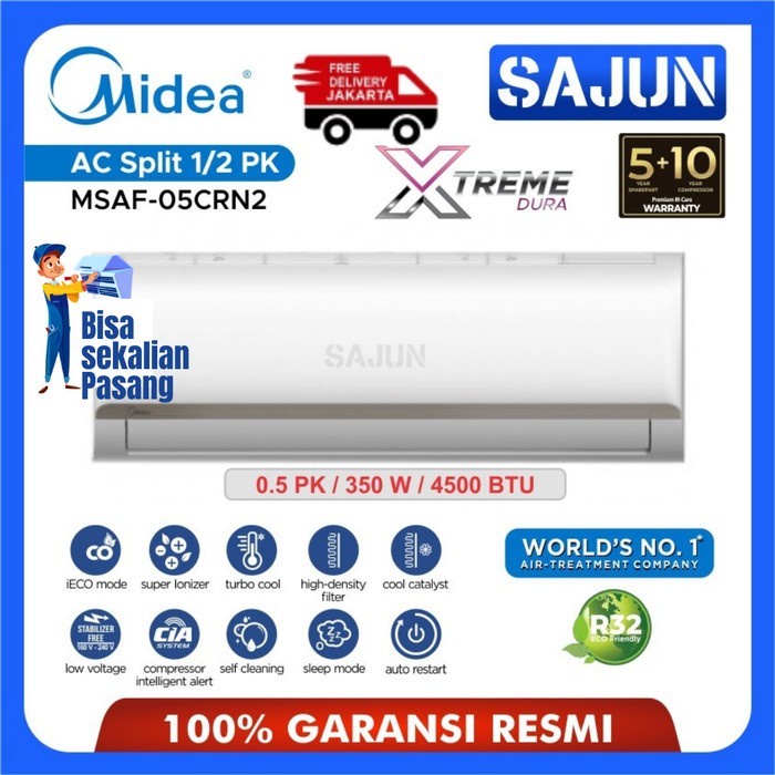AC Split Midea 1/2 PK MSAF-05CRN2 XTREME DURA 0.5PK R32 - MSAF-05CRN2