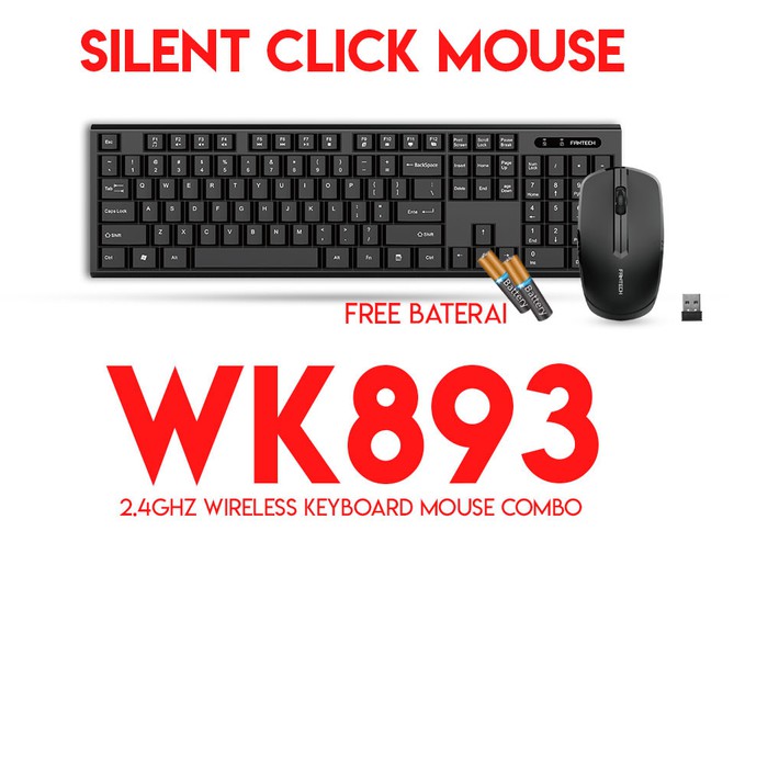 Fantech Keyboard Mouse Wireless WK893 SILENT CLICK