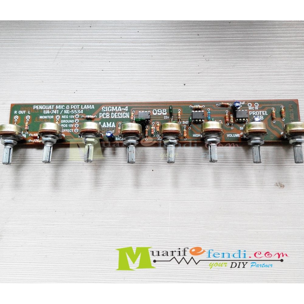 KIT mixer penguat mic 8 potensio kanal LM741 NE5534 LAMA 098