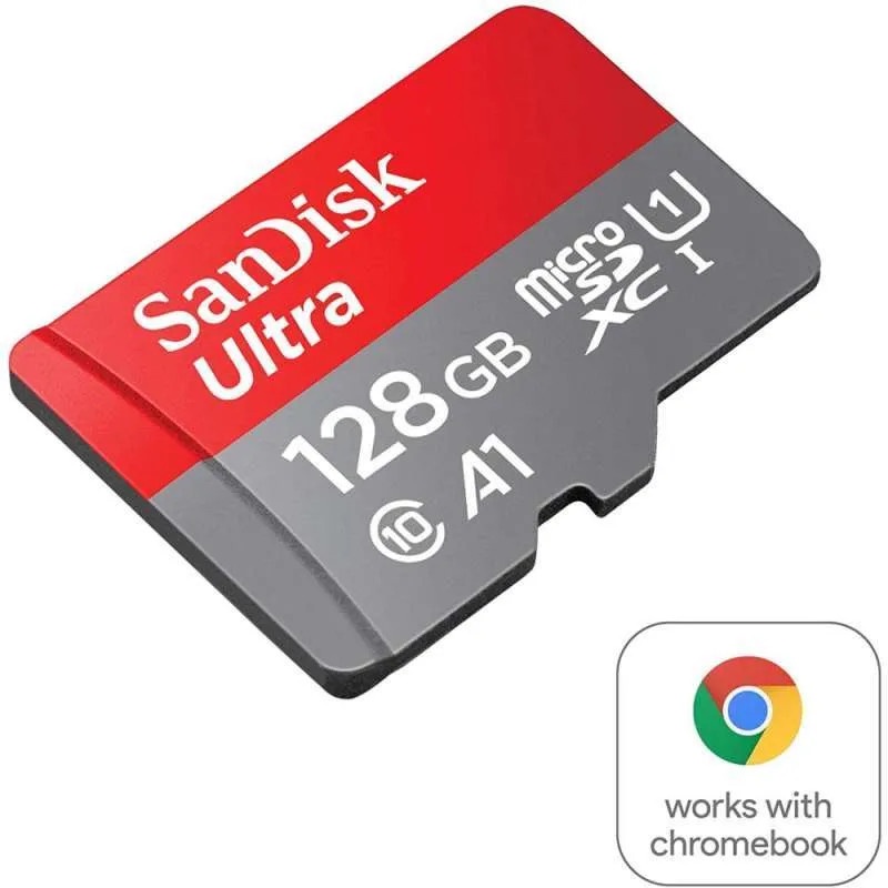 Micro SD SanDisk Ultra SDXC 128GB 120MB/s with Adapter for Chromebook