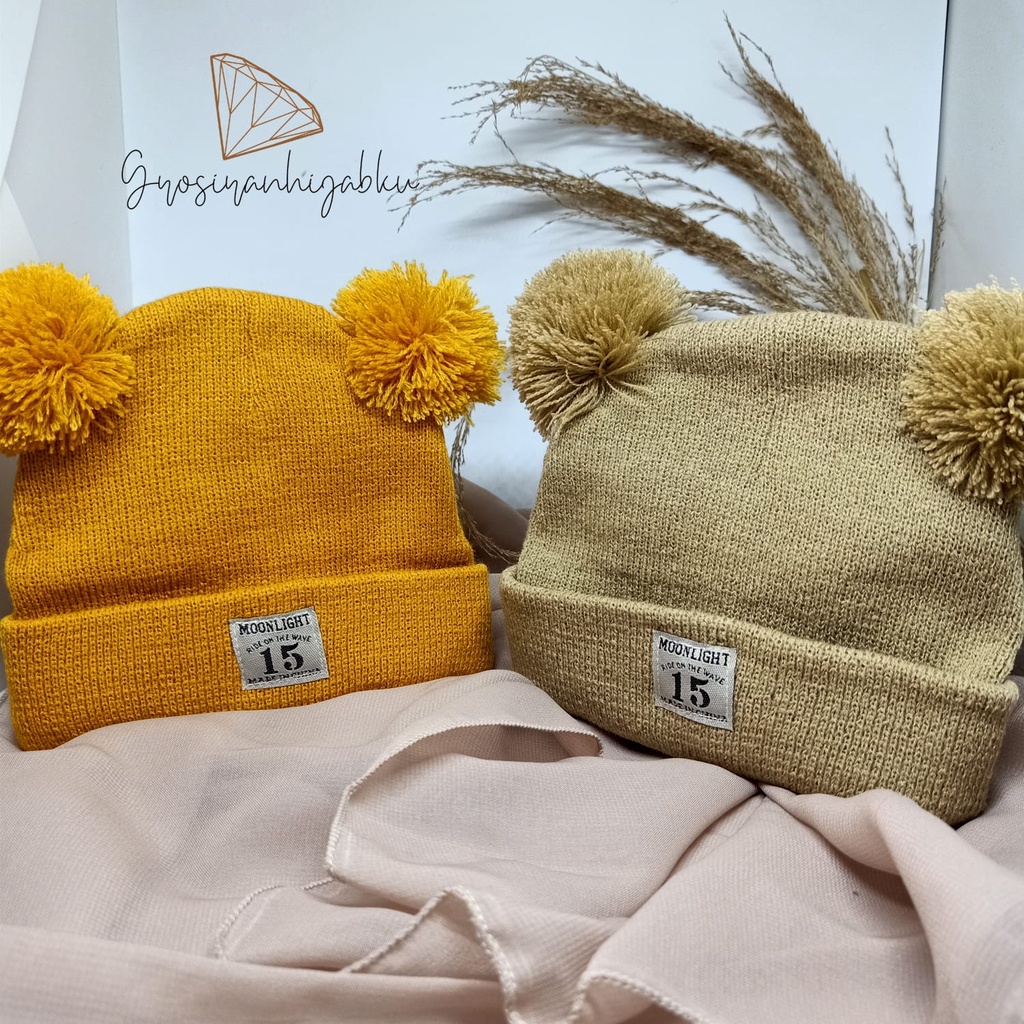 kupluk anak moonlight pompom / kupluk bayi moonlight pompom