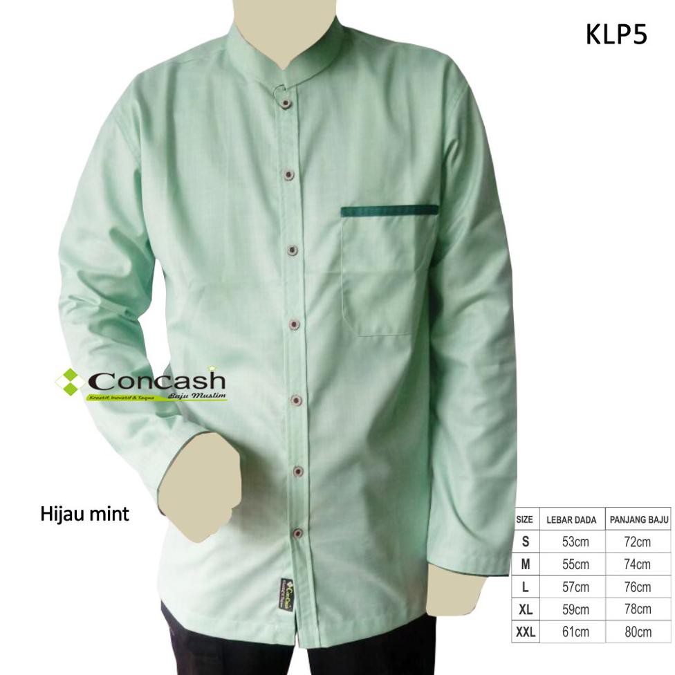 Hot Sale Baju Koko - Kemeja Koko Lengan Panjang - Hijau Mint