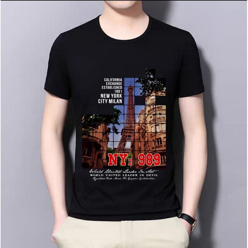 KAOS PRIA LENGAN PENDEK ATASAN OBLONG COWOK MOTIF NY 988 FASHION