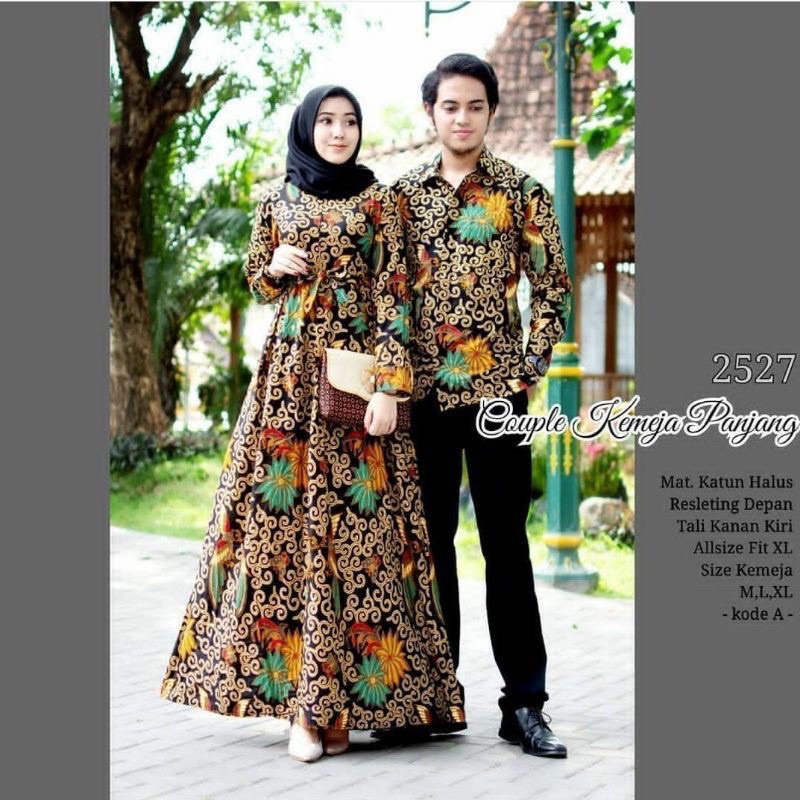 HANGGONO COUPLE ori najwa/ Couple batik / gamis batik couple Motif Sekar