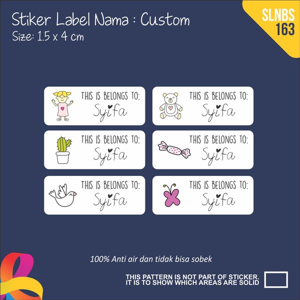 

SLNBS-163 stiker label nama anak sticker anti air waterproof murah princess buku botol minum Limited