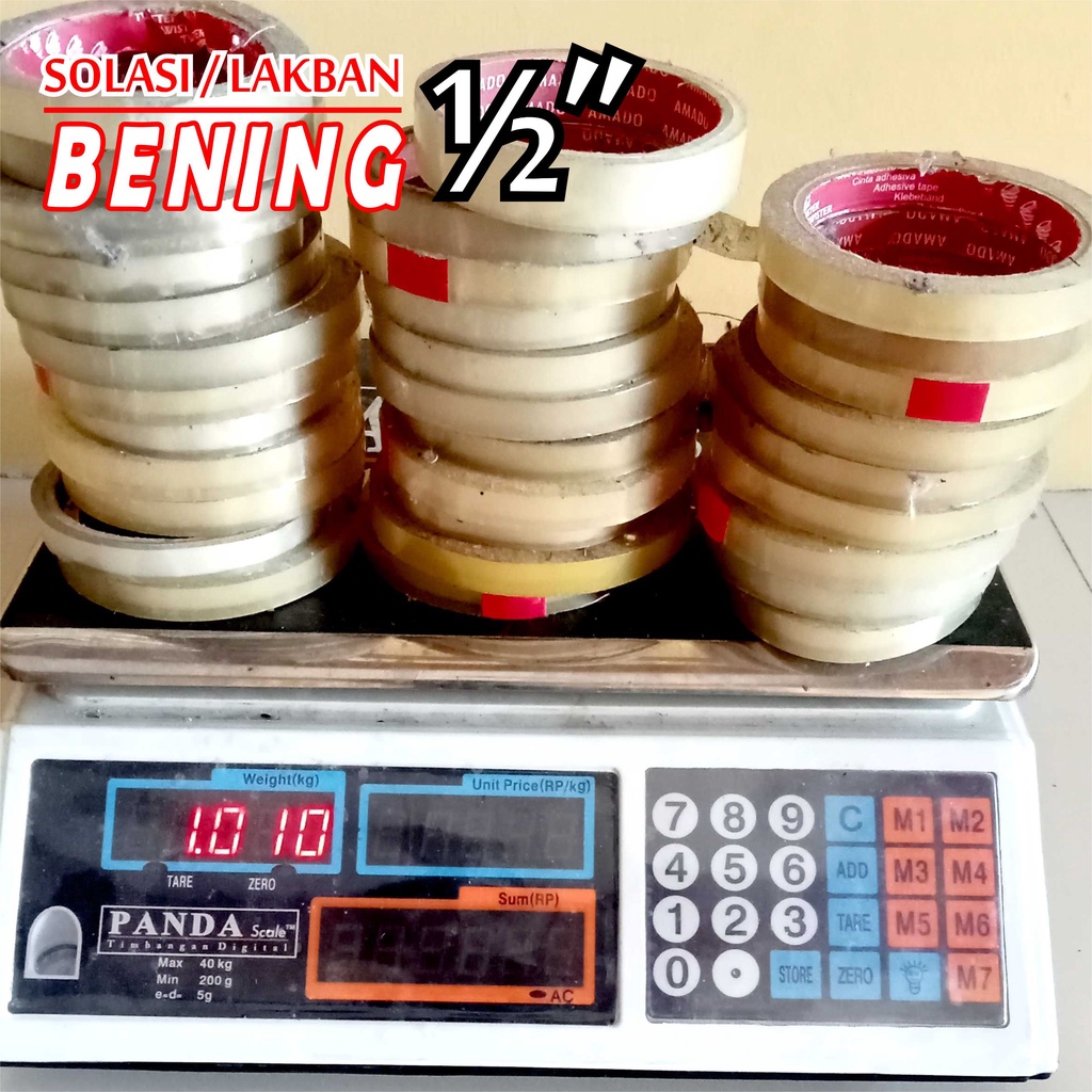 

ISOLASI SOLASI SELOTIP LAKBAN BENING KILOAN 1/2 INCH KUWALITAS TOP