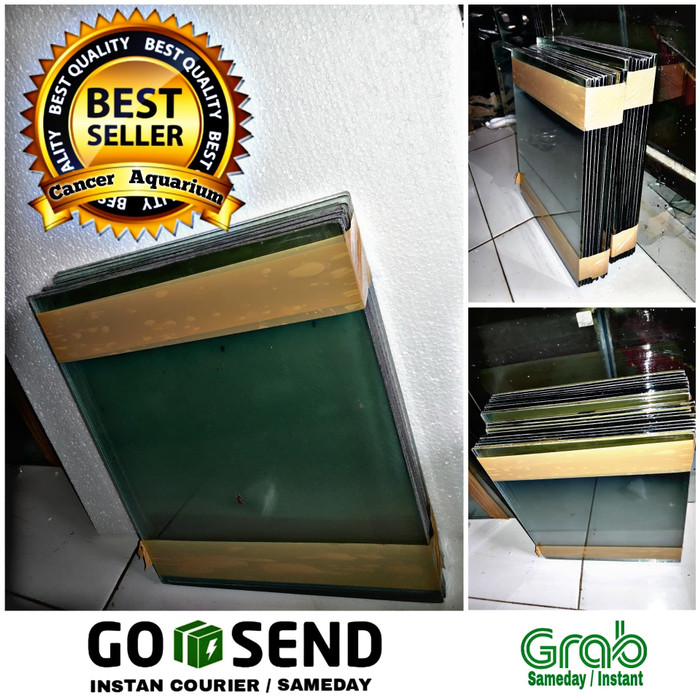 Sekat kaca aquarium 30x35+ dop kaca