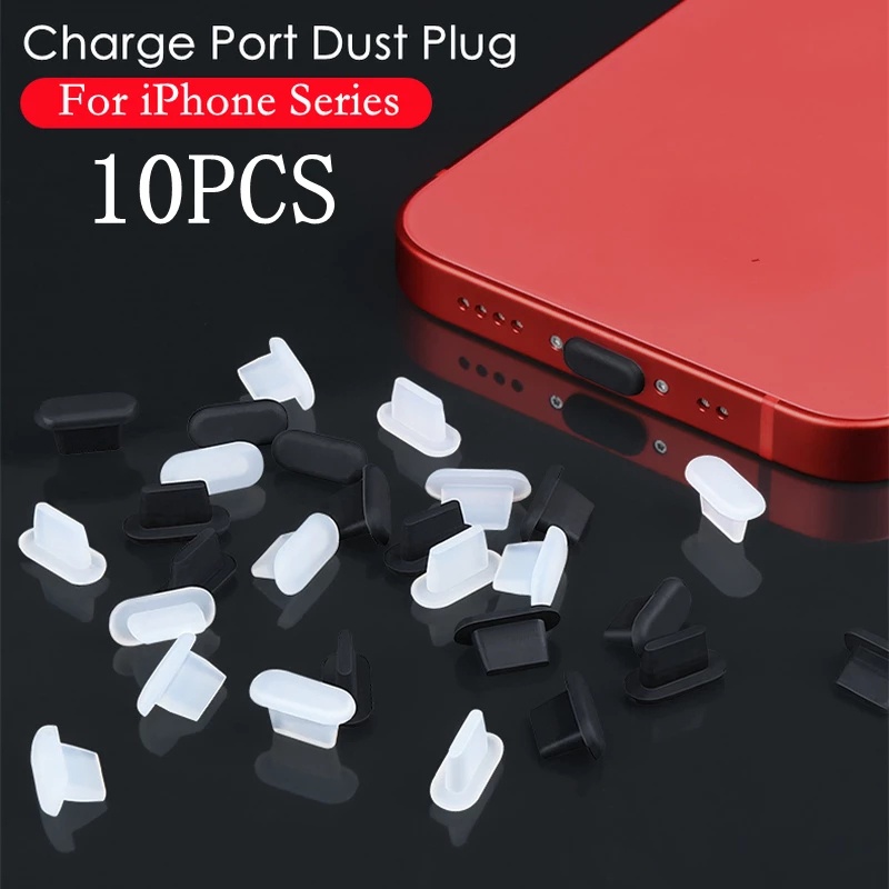 10pcs / Set Plug Penutup Port Charger Micro USB / Tipe C Bahan Silikon Lembut Anti Debu Untuk Semua SmartPhone