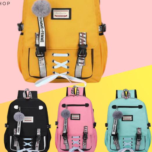 ➽ TAS SEKOLAH ANAK PEREMPUAN LAKI-LAKI RANSEL FREE GANTUNGAN ✨HSD✨ - Hitam ✹