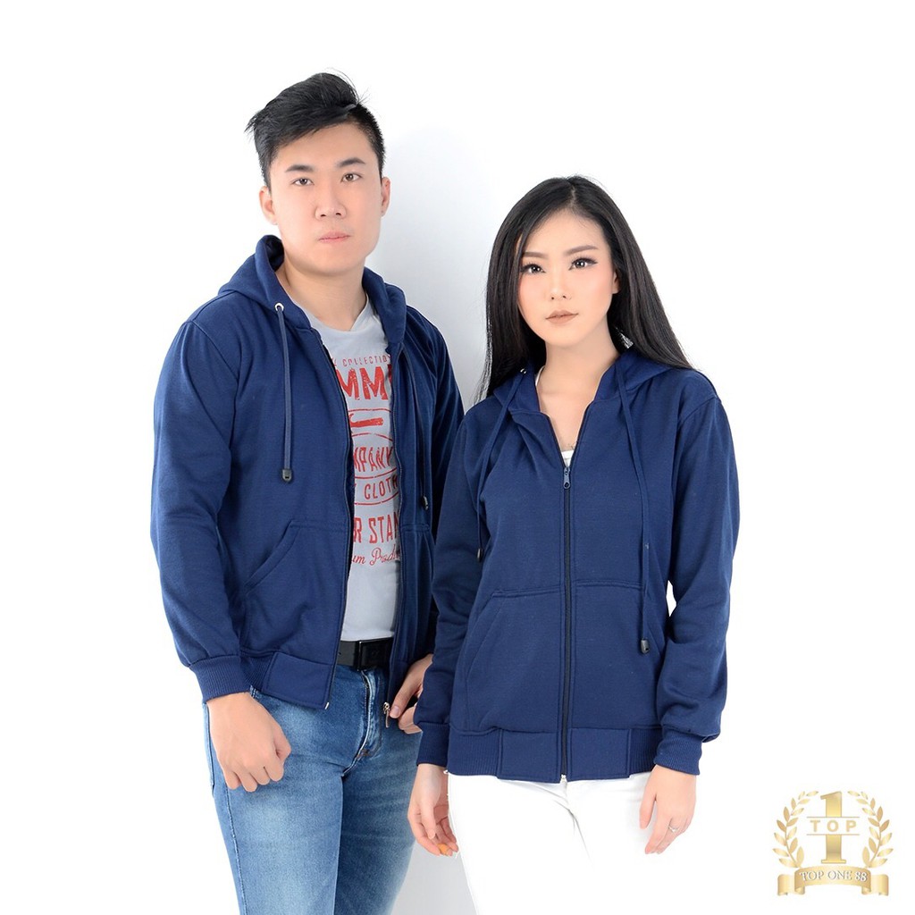 TopOne88 Jaket Hoodie Zipper Jaket Unisex Nevy Shopee 