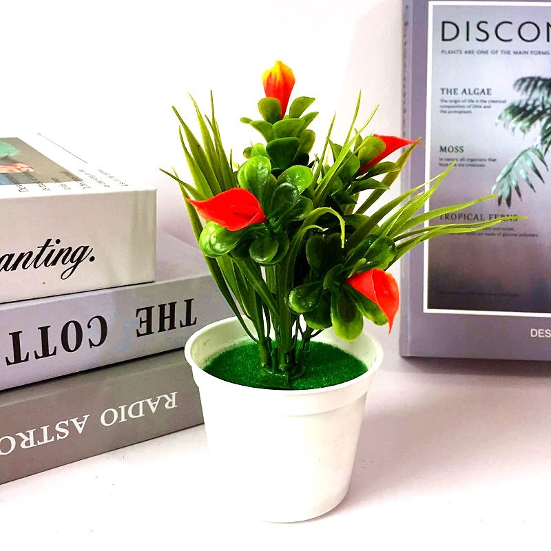 JM Pot Bunga Plastik / Tanaman Palsu / Bunga Hias Dekorasi Rumah Import Murah Jakarta PBP19-ORANGE