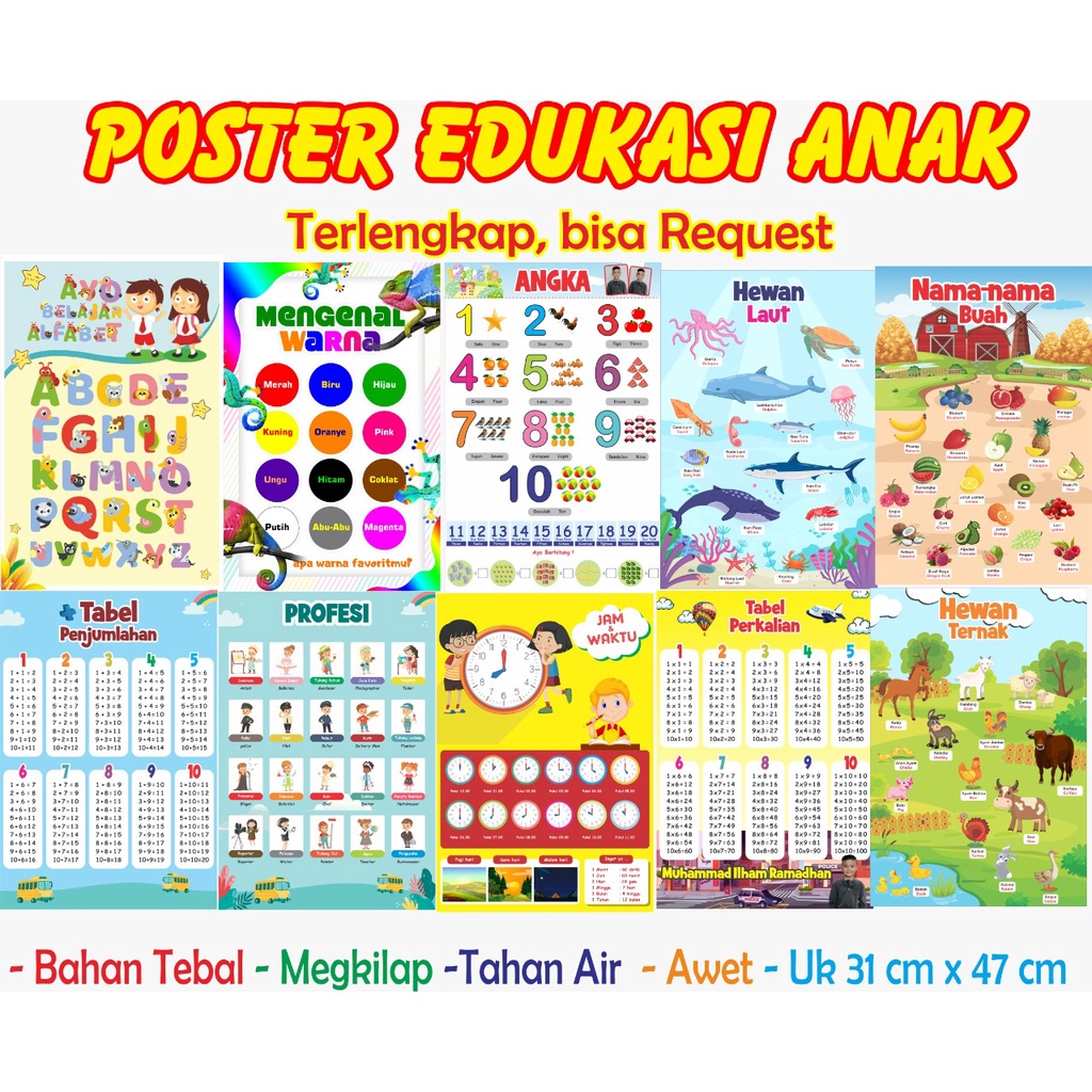 Jual Poster Edukasi Anak TERLENGKAP / Sticker Edukasi Anak Lengkap ...