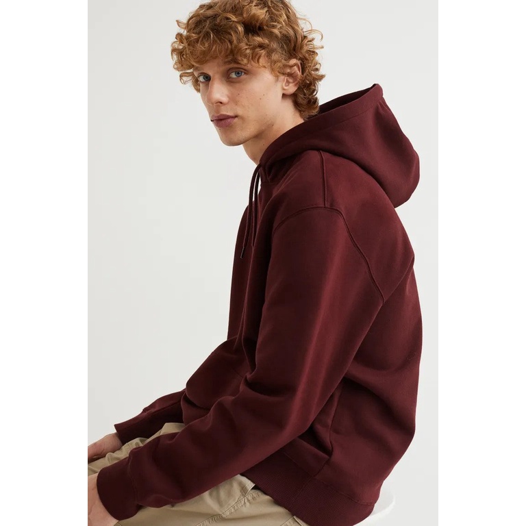 Hoodie H&amp;M Burgundy article SOUTH STORIES A BRIGHT TOMORROW Hoodie hnm wanita pria