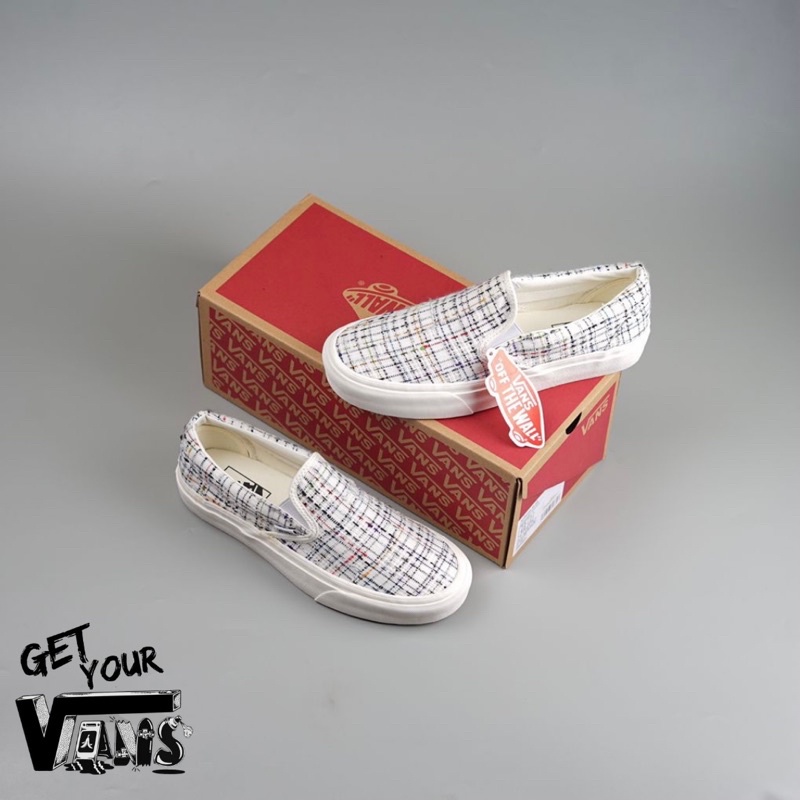 Vans Slip On Original Plaid Woven Marshmellow Original 100% Bnib