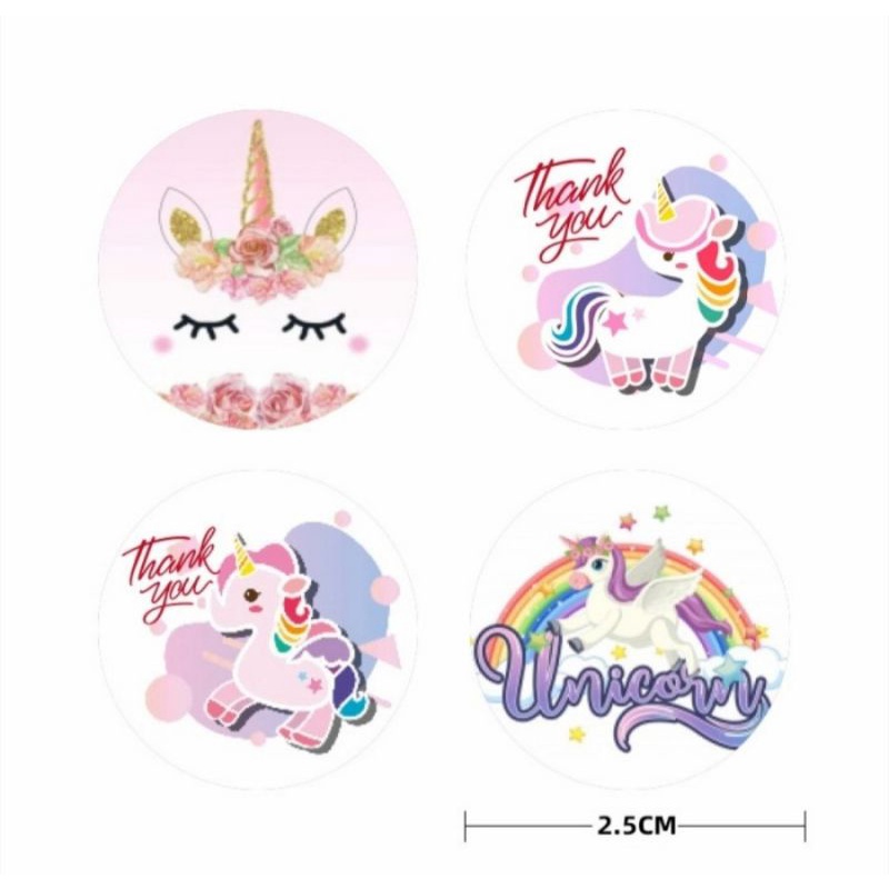 

Stiker Thankyou Unicorn isi 500 Cutting Sticker / Sticker Rol Murah 2.5 cm isi 500