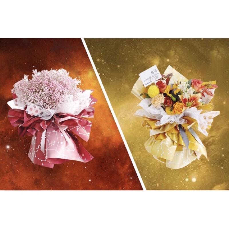FLOWER WRAPPING “BI COLOR ZODIAC” CELLOPHANE 58x58 CM  KERTAS BUNGA (ECER) KERTAS BUNGA WATERPROOF