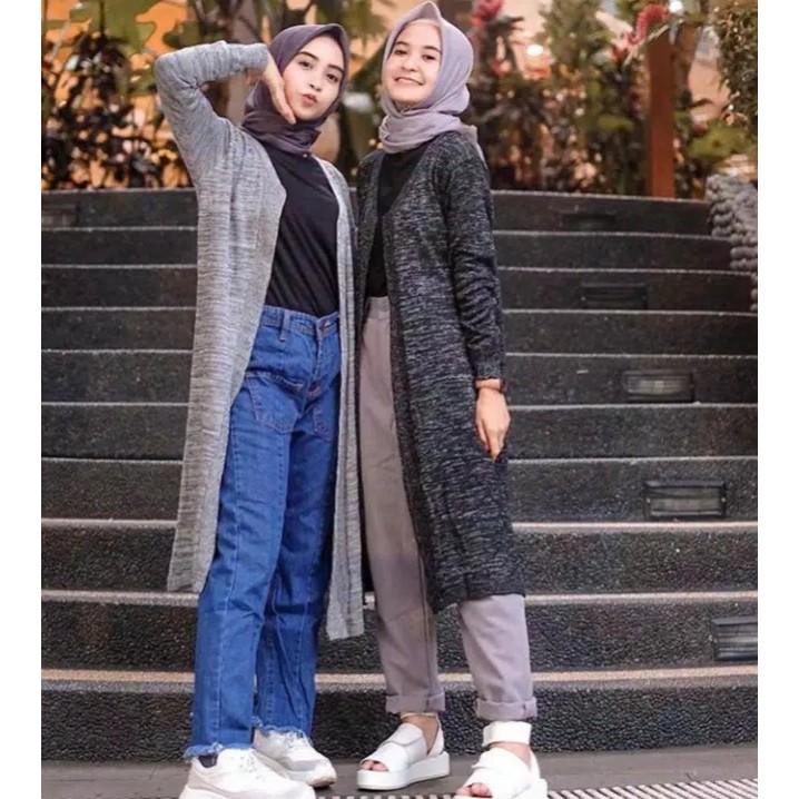 CARDIGAN RAJUT PANJANG TANPA KANCING