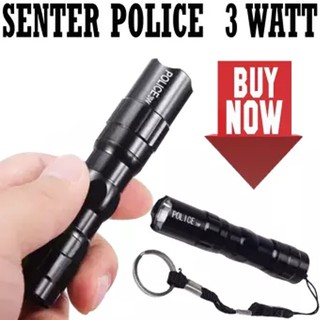 SENTER SWAT MINI LED SUPER TERANG SWAT POLICE LIGHT 3 WATT WATERPPROOF FLASHLIGHT - HITAM