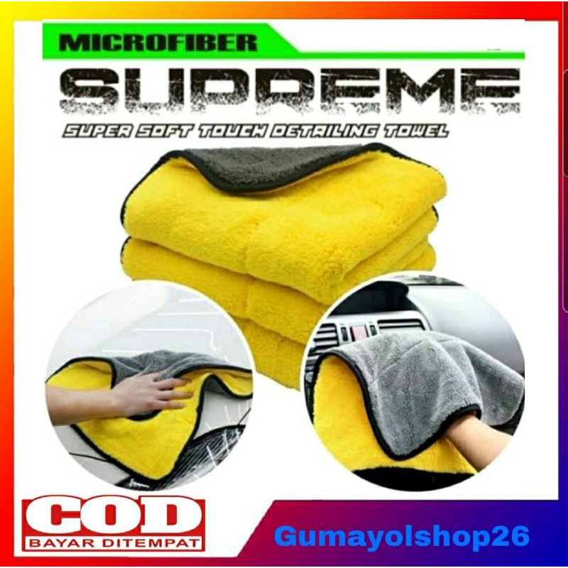 Lap Mobil Microfiber Lembut Tebal Anti Lecet Serbaguna 2Warna Uk 30x40