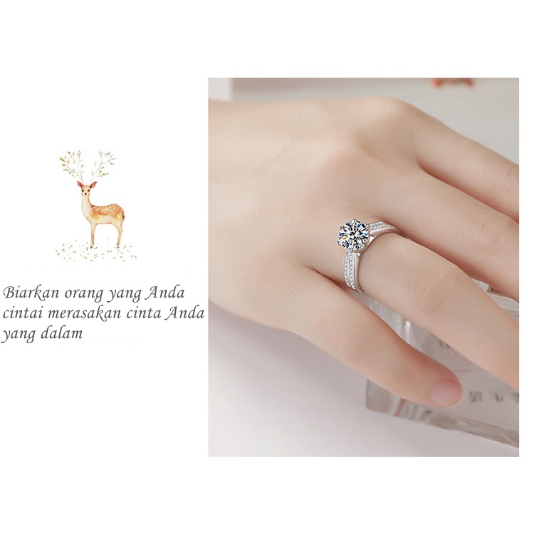 Cincin Wanita--- Because . LOVE cincin perak Moissanit asli ,（Garansi 2 Tahun） sertifikat internasional Lengkap proposal ring Original Arctic Deer