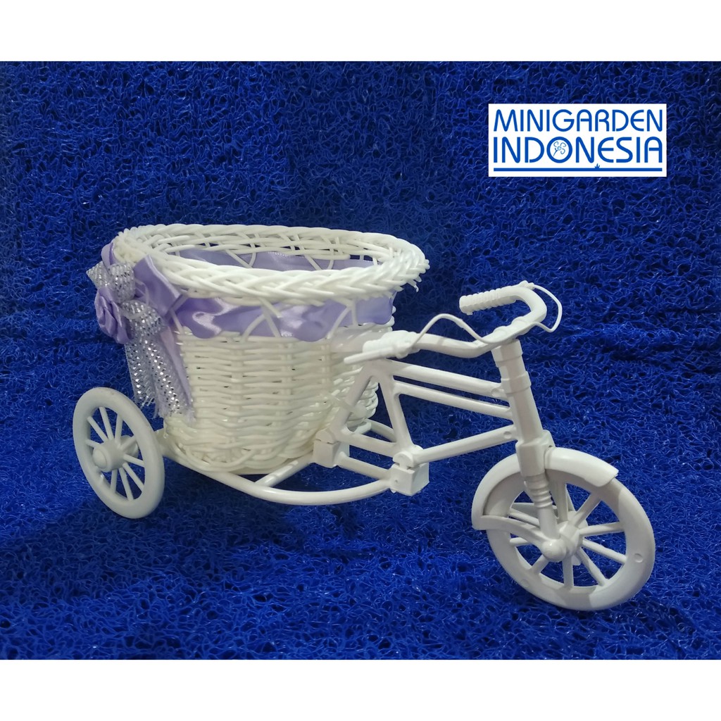 vas bunga shabby chic Souvenir keranjang sepeda MGI 06 suvenir wedding pot bunga artificial plastik