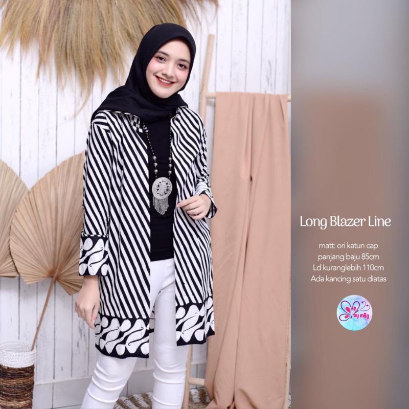 Outer Batik Wanita Modern Blazer Batik Vest Batik Wanita Batik Long Blazer Line/ Long Cardi Line