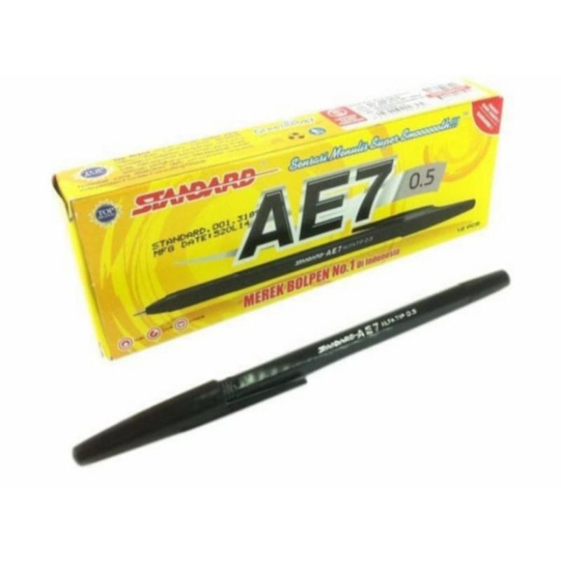 

Pulpen standar AE7 isi 12pcs+bonus1pcs (13 pcs/pak) warna hitam