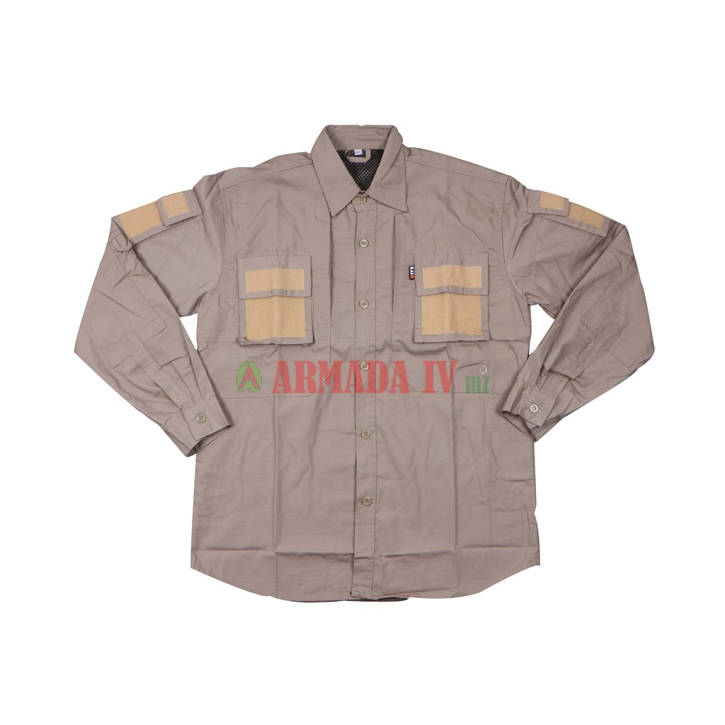 Kemeja Tactical 511 Army Panjang Krem Hem Velcro Rekat Khaki Cream