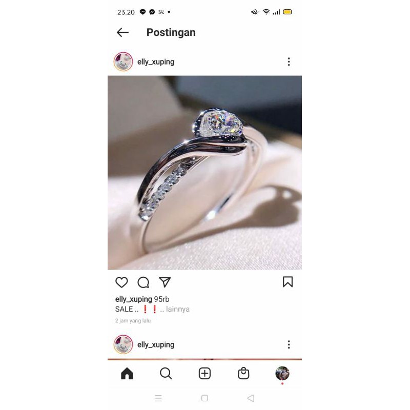 cincin semi berlian swarovski silver