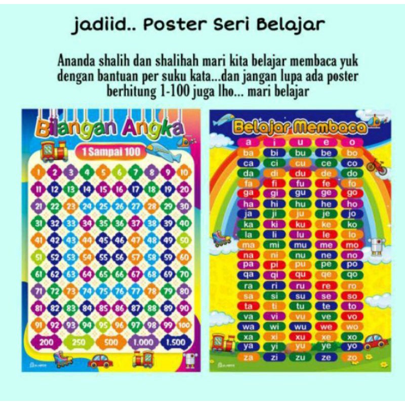 paket hemat 10 pcs 10 lembar 10 macam gambar poster anak pintar belajar poster dinding