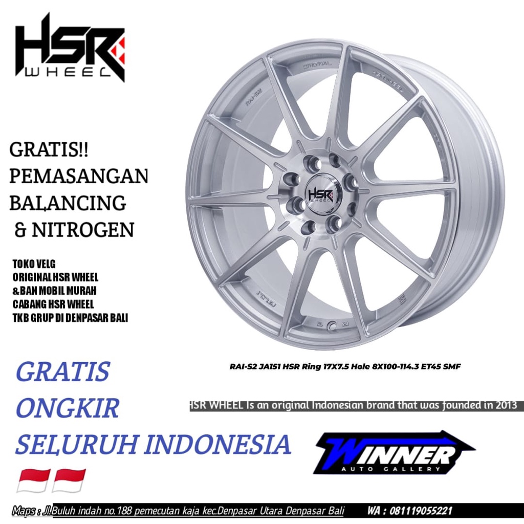 VELG MOBIL RACING RING 17 LUBANG 4 HSR ORIGINAL RAI-S2