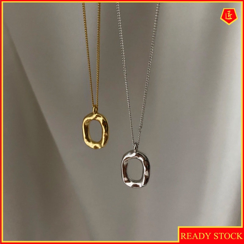 [Ready Stock]925 Silver Circle Necklace for Women Ins Cold Style Accessories