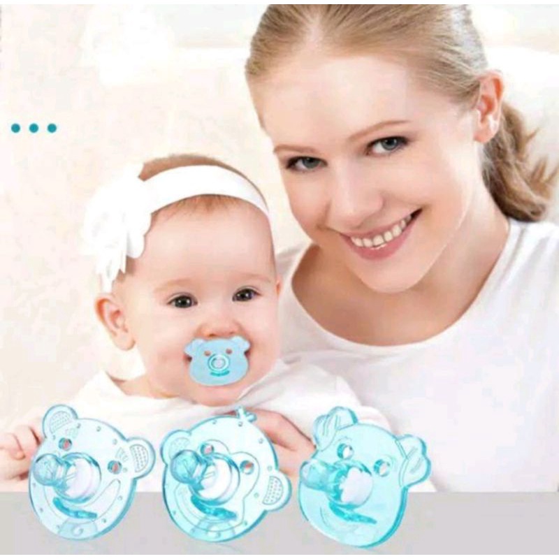 EMPENG BAYI FULL SILIKON TRANSPARAN DOT PACIFIER