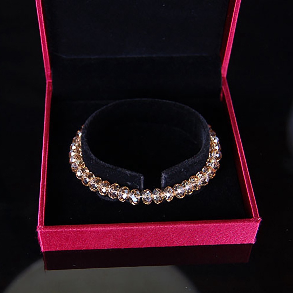 Hu Hu Hu Hu Hu Alat Bantu Pasang Kacamata♡ Gelang Bangle Elastis Aksen Manik-Manik Kristal Imitasi Untuk Wanita