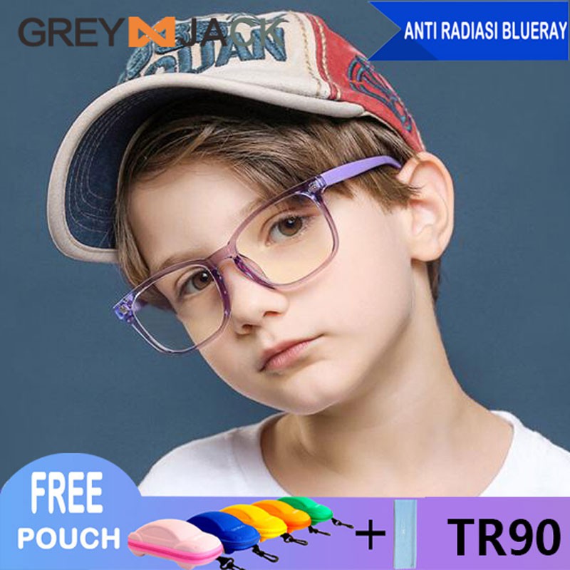 Grey Jack Kacamata Anak Remaja Lensa Anti Radiasi Blueray Komputer HP TV Fashion Anak Perempuan dan Laki-laki 8297-3