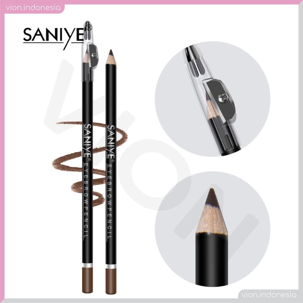 SANIYE Eyebrow Pencil Waterproof Pensil Alis Serutan 3 Warna Anti Air Original SA007