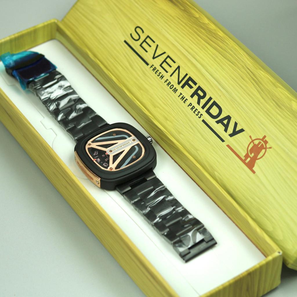 JAM TANGAN PRIA SEVENFRIDAY RANTAI DIAMETER 4,8CM + BOX