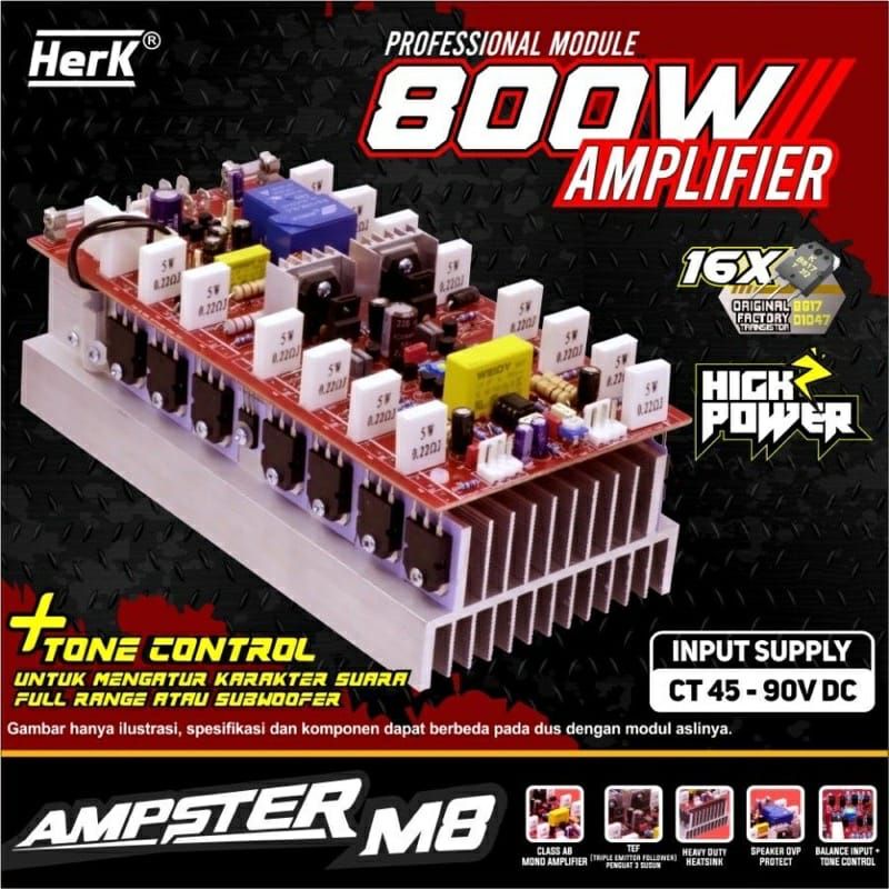 MURAH KIT AUDIO AMPLIFIER AMPSTER M8 M-8 M 8 800W 800 WATT HERK POWER AMPLI KIT AUDIO