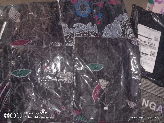 Batik Couple Keluarga Sania Ruffle Ori Ndoro Jowi Dnt Motif Rembulan Abu