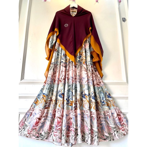 Danisa Homey Dress Set by Poppy Syari Original 100% Premium Gamis Set Khimar Daily Dress Bergo Hijab-6