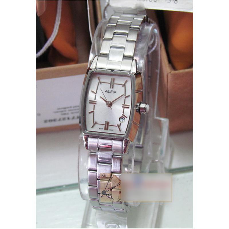 Alba Ladies AH7235X1 Rectangle Kotak Case Silver Dial Jam Tangan Wanita Original AH7235