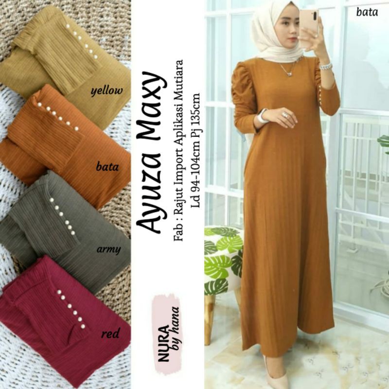 AZUYA MAXY ORI NURA by HANA SOLO || kaos Rajut Import mutiara || LD 94 - 104 cm|| fit M L XL