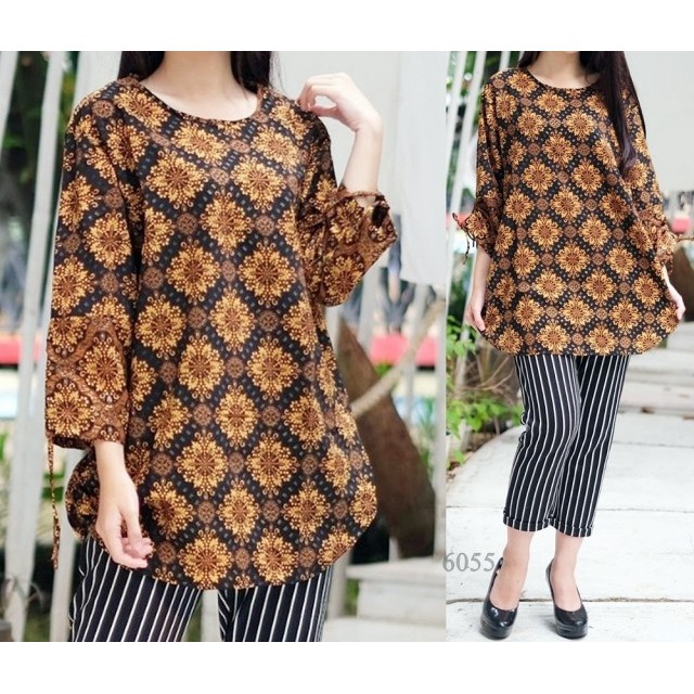Atasan Blouse Jumbo Big Size Akik Batik Perempuan Cewe Wanita Murah