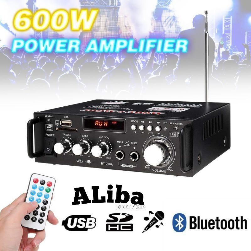 Bluetooth EQ Audio Amplifier Karaoke Home Theater FM Radio 600W - BT-298A